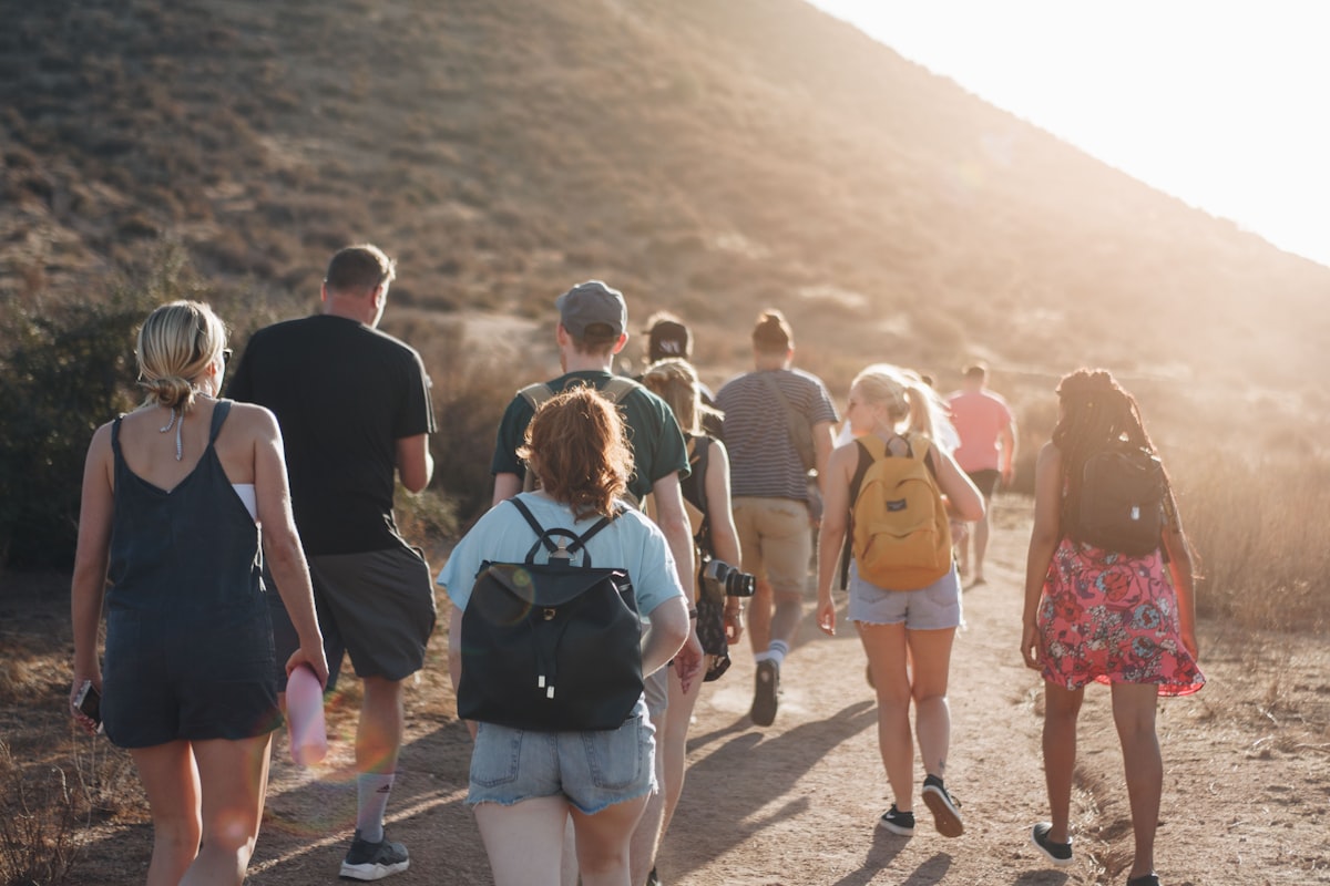 A group walking together on a trail